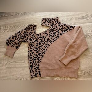 Fashion Nova Off-the-Shoulder Leopard Sweater - Brown and Black